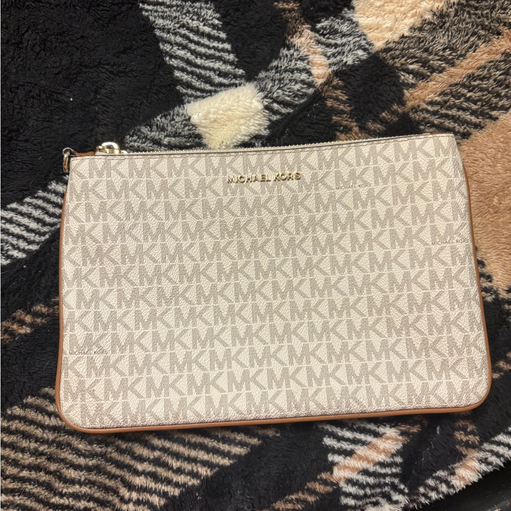 Michael Kors Cream Monogram Pouch